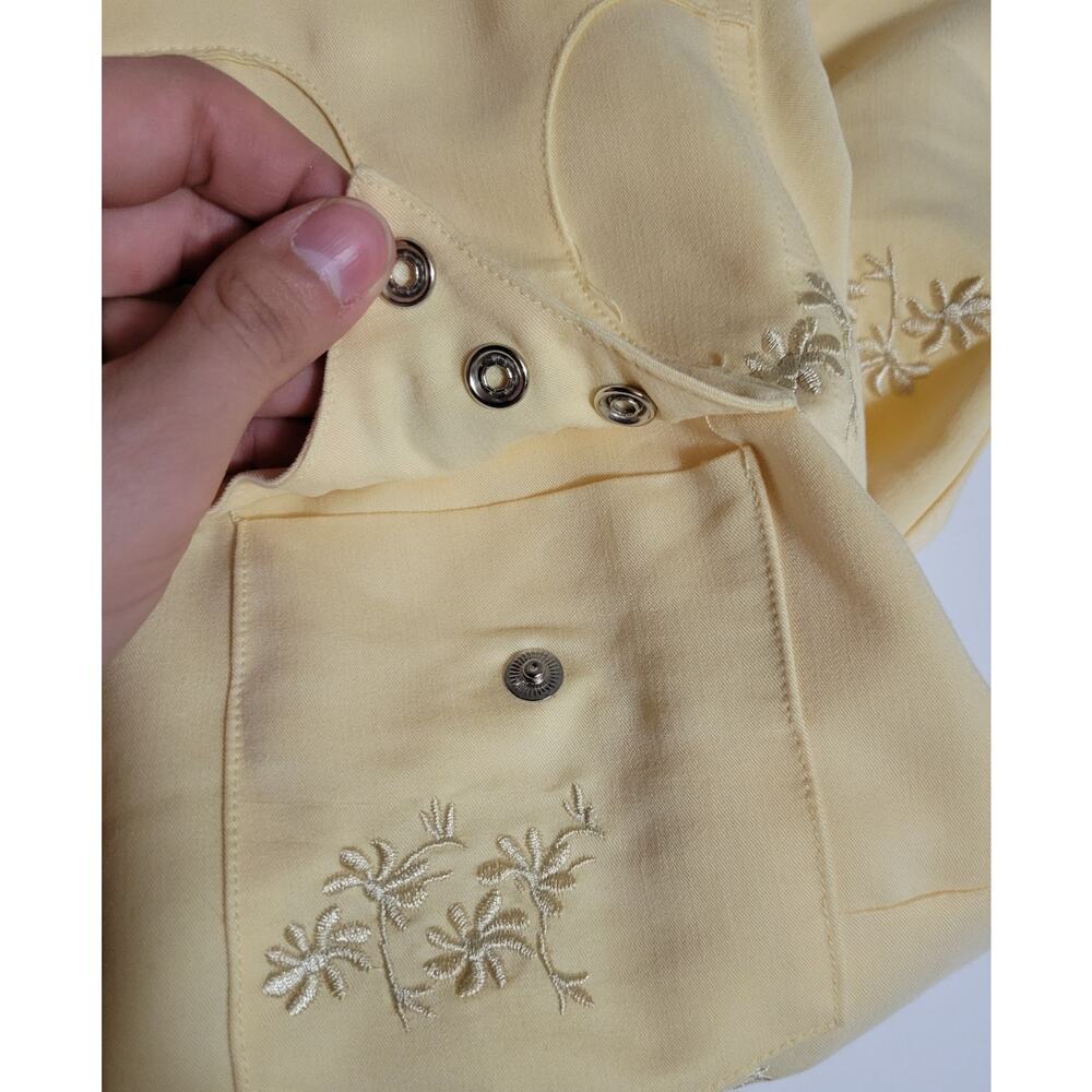 VTG Stetson Womens M Yellow Embroidered Western Pearl Snap Long Sleeve Shirt - Picture 9 of 9
